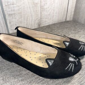 Cat & Jack Black Cat Face Kids Slippers